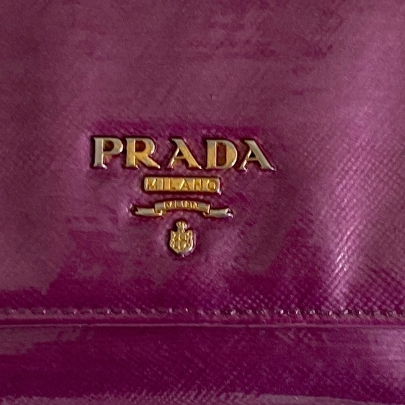 PRADA Purple Saffiano Leather Double Snap Wallet with Gift Box Wallet on Chain - Picture 6 of 17
